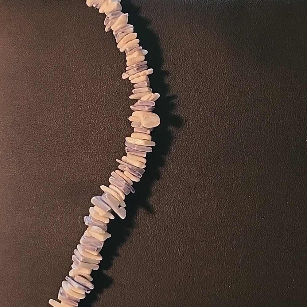 Vintage Blue Shell Chip Necklace Coastal Beachy Boho Layering Strand